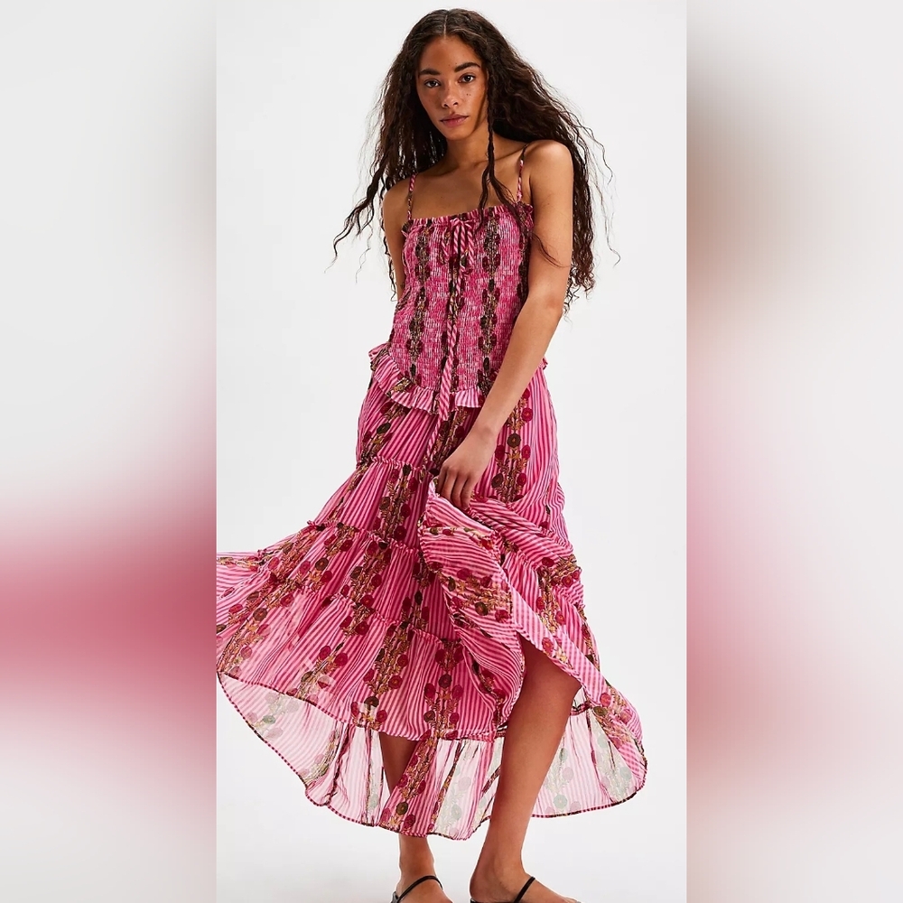 Free People Alejandra Boho Floral Midi Dress
